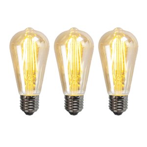 Sada 3 stmívatelných LED žárovek E27 ST64 zlatá 5W 450lm 2200K