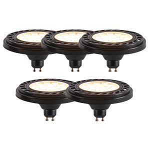 Sada 5 stmívatelných LED AR111 černých GU10 8W 600lm 2700K