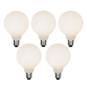 Sada 5 stmívatelných LED žárovek E27 se 3 stupni stmívání G95 matné 5W 550lm 3000K
