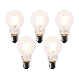 Sada 5 LED žárovek E27 A60 čiré 6W 630lm 2200K