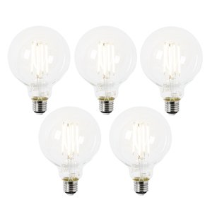 Sada 5 LED žárovek E27 G95 čiré 2,2 W 470 lm 2700 K
