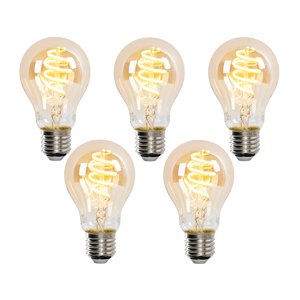 Sada 5 chytrých LED žárovek E27 A60 zlatá 4W 270lm 1800-3000K