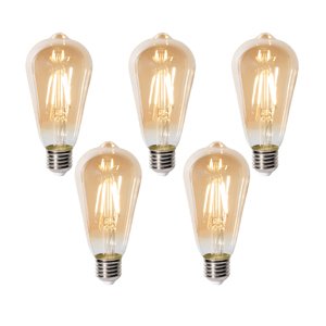 Sada 5 ks E27 dimbare LED lamp ST64 goud 5W 450 lm 2700K