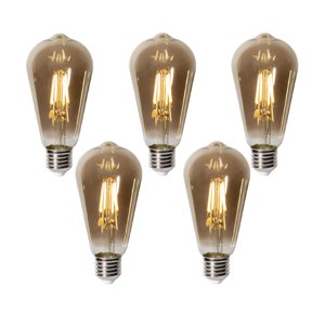 Sada 5 ks E27 dimbare LED lamp ST64 smoke glas 5W 450 lm 2700K