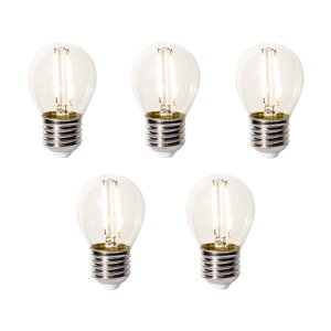 Sada 5 ks E27 dimbare LED lamp P45 helder glas 3W 250 lm 2200K