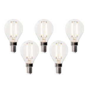Sada 5 ks E14 dimbare LED lamp P45 helder glas 3W 250 lm 2200K