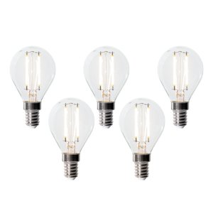 Sada 5 stmívatelných LED žárovek E14 P45 čiré sklo 3W 250 lm 2700K