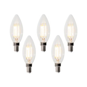 Set van 5 E14 3-staps dimbare LED lampen B35 helder 4W 450 lm 2700K