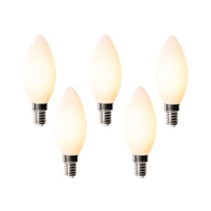 Set van 5 E14 dimbare LED lampen B35 opaal 4W 400 lm 2200K