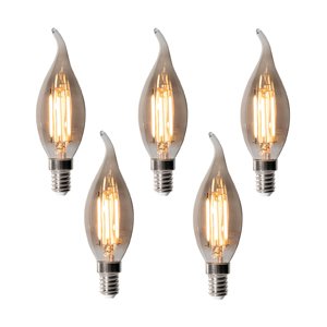 Set van 5 E14 dimbare LED lampen BXS35 smoke 4W 300 lm 2200K