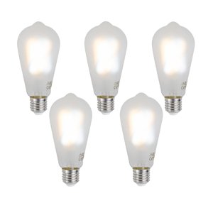 Sada 5 ks Chytré stmívatelné LED žárovky E27 ST64 matné 7W 806 lm 2700-6500K