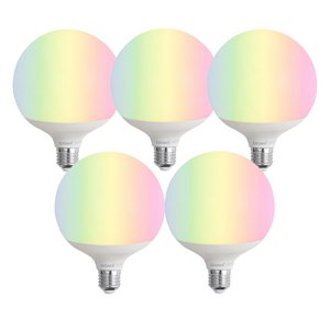 Sada 5 ks Chytrá LED žárovka E27 G120 matná RGBW 9W 806 lm 2700-6500K