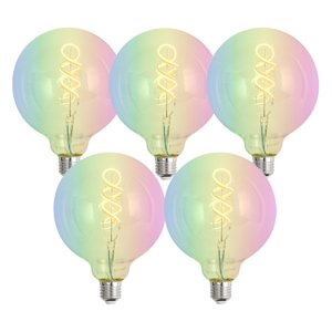 Sada 5 ks Chytré stmívatelné LED žárovky E27 G125 RGBW 4W 250lm 2700K