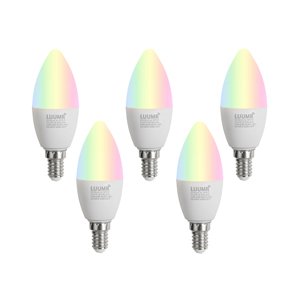 Sada 5 ks Chytré LED žárovky E14 C37 Opal RGBW 4,9 W 470 lm 2700–6500 K