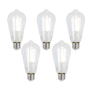 Sada 5 ks Stmívatelné LED žárovky E27 ST64 čiré 7W 806lm 2700-6500K