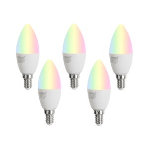 Sada 5 ks Stmívatelné LED žárovky E14 C37 Opal 4,9 W 470 lm 2700–6500 K