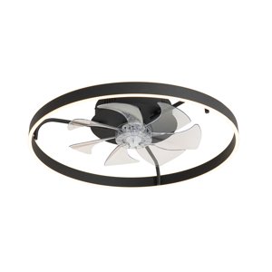 Stropní ventilátor černý 70 cm vč. LED stmívatelný s dálkovým ovládáním - Maddy