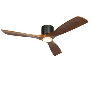 Stropní ventilátor černý s dřevem 131,5 cm vč. LED stmívatelný s dálkovým ovládáním - Jerri