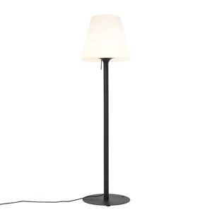 Moderní venkovní stojací lampa černá s bílým stínidlem IP44 - Big Virginia