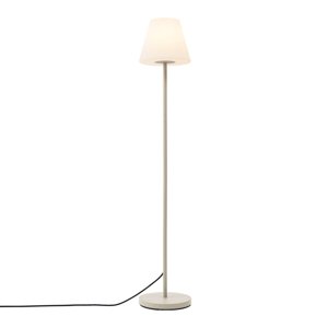 Venkovní stojací lampa béžová s bílým stínidlem IP65 - Virginia