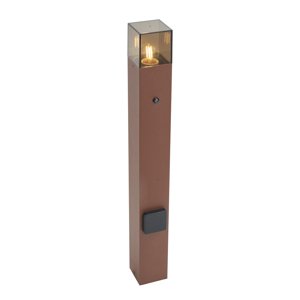 Průmyslové venkovní sloupkové svítidlo rezavě hnědé s kouřovým sklem 70 cm se soumrakovým senzorem IP44 - Dánsko