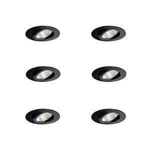 Sada 6 zapuštěných bodových světel černá 6,8 cm vč. LED 750 lm stmívatelná IP65 - Gaius