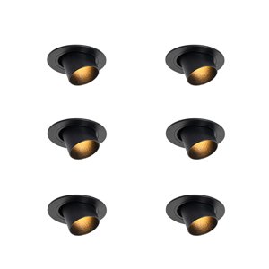 Sada 6 zapuštěných bodových světel černá GU10 35mm kulatá naklápěcí - Installa
