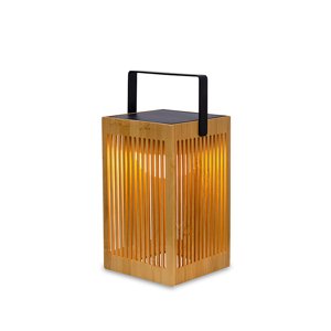 Bambusová stolní lampa vč. LED stmívatelná IP54 solární dobíjecí s dálkovým ovládáním - Okinawa