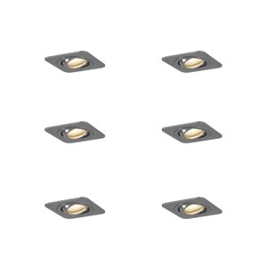 Sada 6 kulatých zapuštěných bodových svítidel Gunmetal GU10 50mm nastavitelná IP44 - Alberto