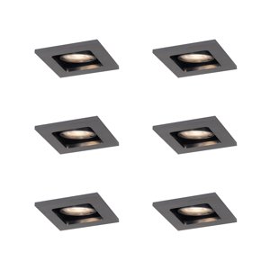 Sada 6 moderních zapuštěných bodových svítidel Gunmetal GU10 50mm kulatá naklápěcí - Qure