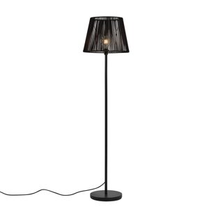 Venkovní stojací lampa černá s černým lanovým stínidlem IP44 - Virginia