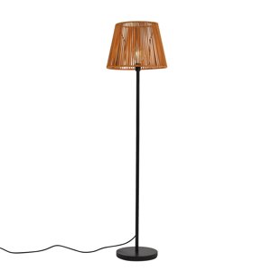 Venkovní stojací lampa černá s oranžovým lanovým stínidlem IP44 - Virginia
