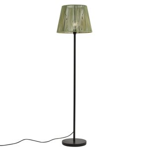 Venkovní stojací lampa černá se zeleným lanovým stínidlem IP44 - Virginia