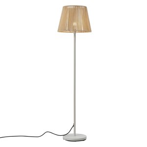 Venkovní stojací lampa bílá s béžovým lanovým stínidlem IP44 - Virginia
